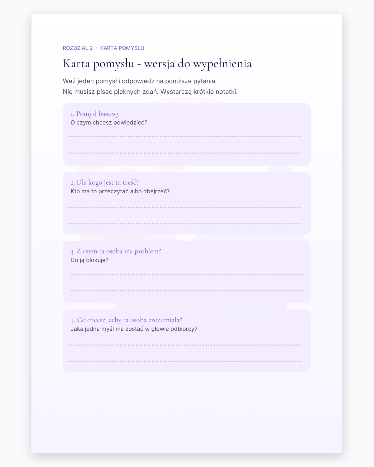 Podgląd strony: Karta pomysłu