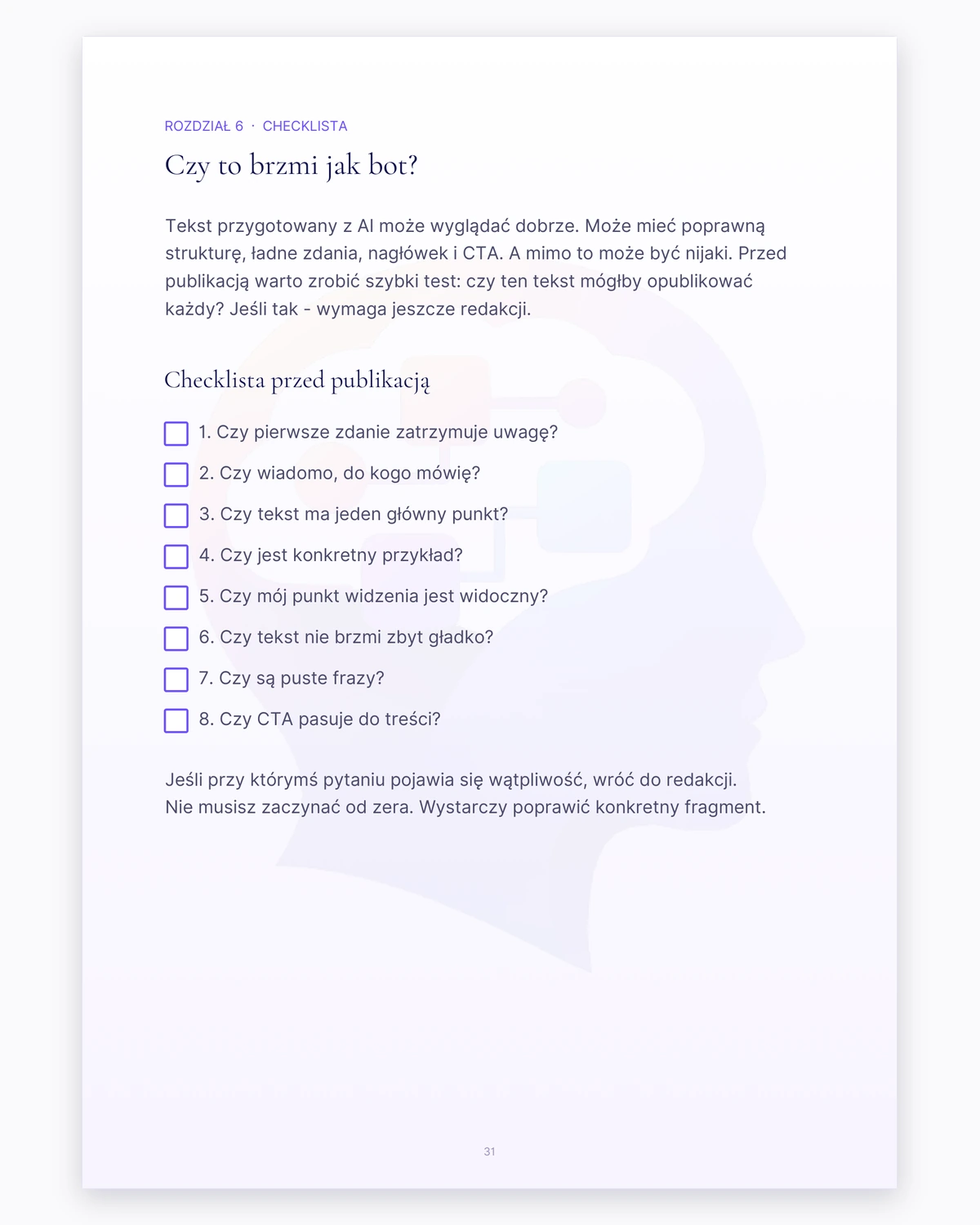 Podgląd strony: Checklista